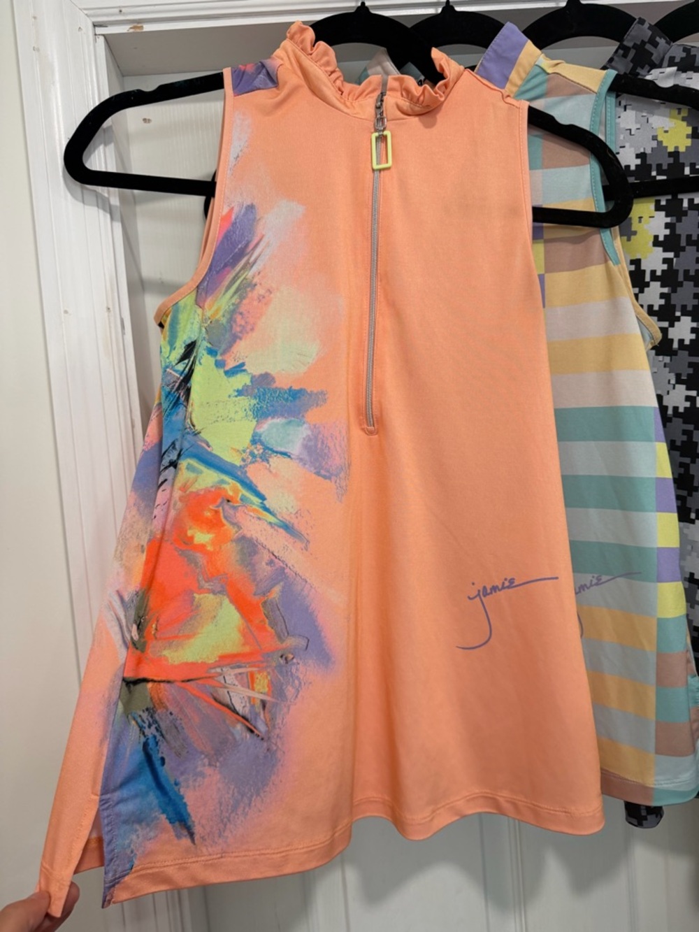 5 Jamie Sadock 1/4 Zip Sleeveless Floral Golf Shirt UPF 50+ EUC Size XS - Picture 3 of 6
